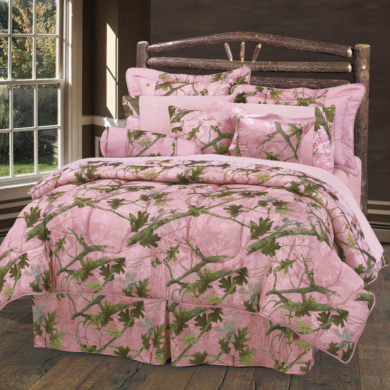 Pink Oak Camo Rustic Camouflage Comforter