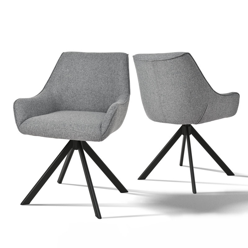 Gefjun 46cm H Swivel Dining Chairs, Modern Upholstered Armchairs for Dining Room Kitchen Living Room, Light Grey Linen