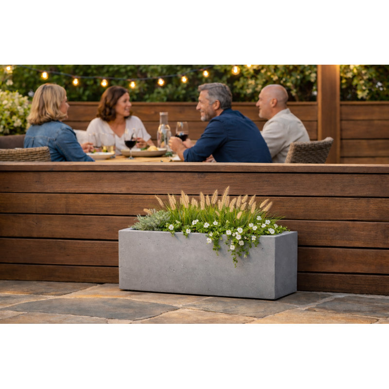 32 in. Lightweight Park Rectangle - Cool Grey, 15" H x 32" W x 15" D