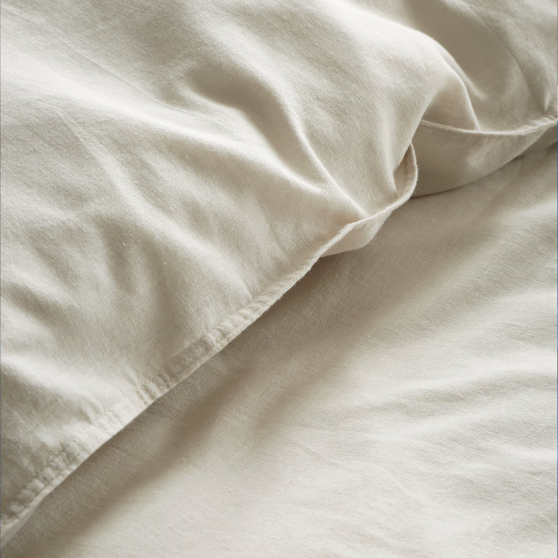 Relaxed Cotton Linen Duvet Cover Set, King - 2 Standard Pillowcases, Cream