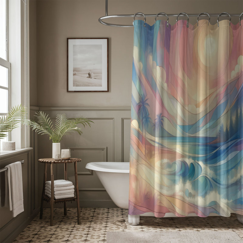 Rideau de douche standard 1 pièce Soft Summer, H 74 po x l 71 po