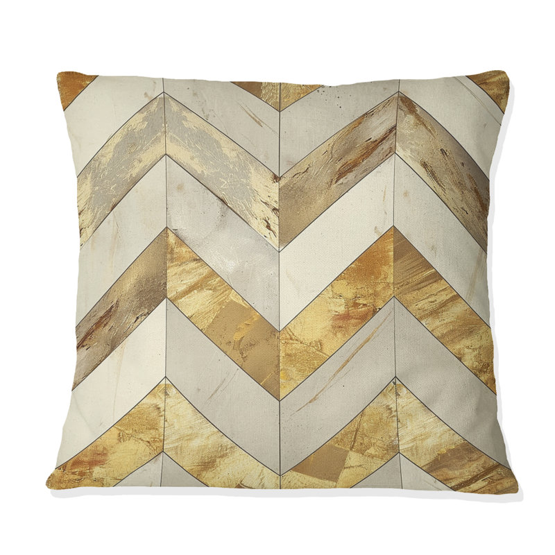 Coussin décoratif transitionnel ivoire à chevrons crème, H 16 po x l 16 po