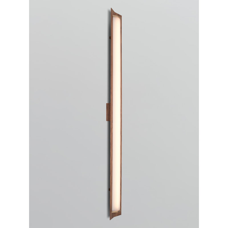 Penna 1 - Light LED Flush Mounted Sconce, 64" H x 7.7" W x 3.5" D, Brushed Brass/Walnut, 3500K Bright White Bulb Temp, 277V