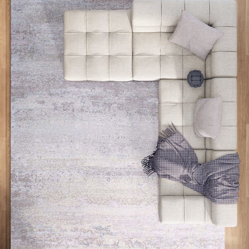 Area Rug in Silver, Rectangle 10' x 14'
