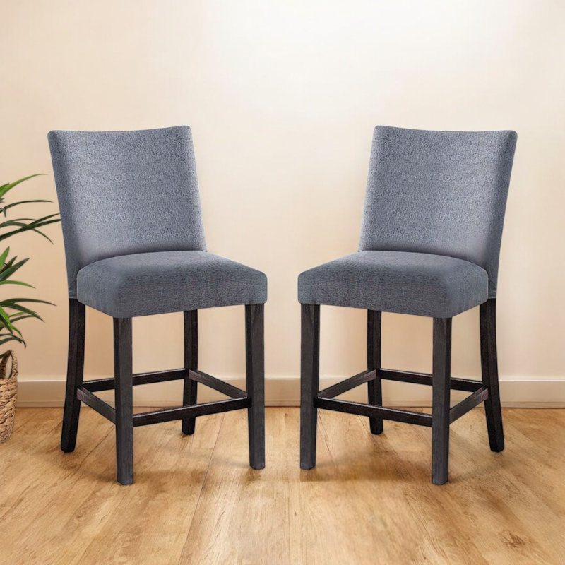 Chaise à hauteur de comptoir Emanate (ensemble de 2), tissu et espresso vieilli