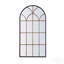 Miroir arqué pleine longueur 34 po x 65,5 po avec motif de vitre noir et doré