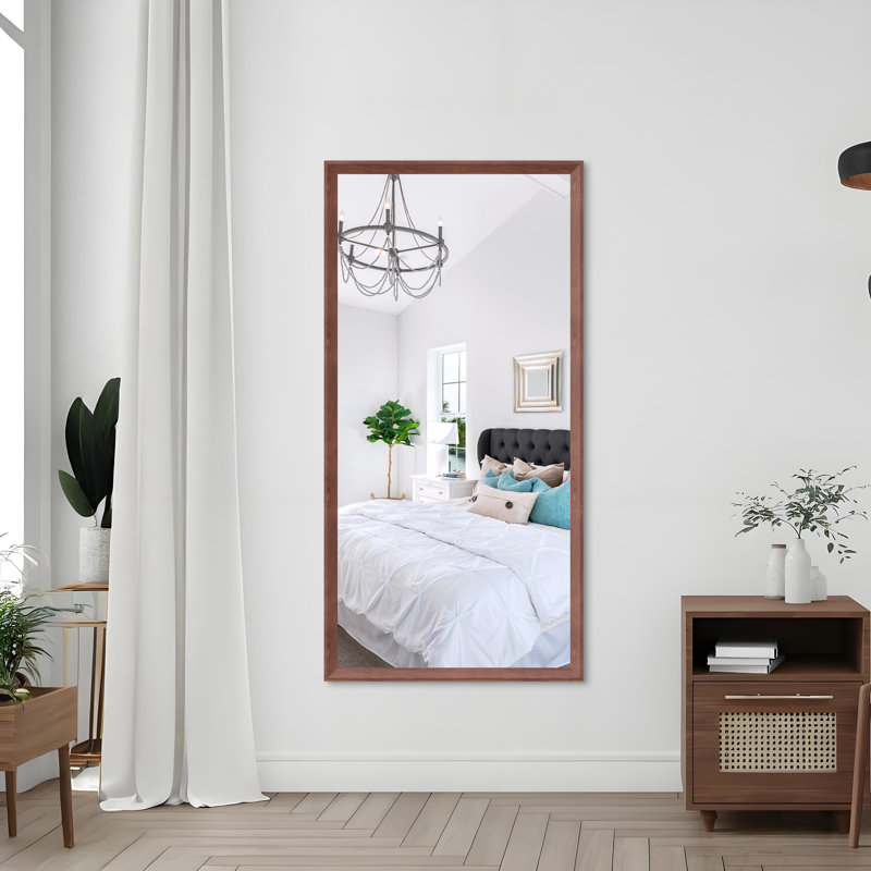 Modern Rectangle Mirror, Walnut
