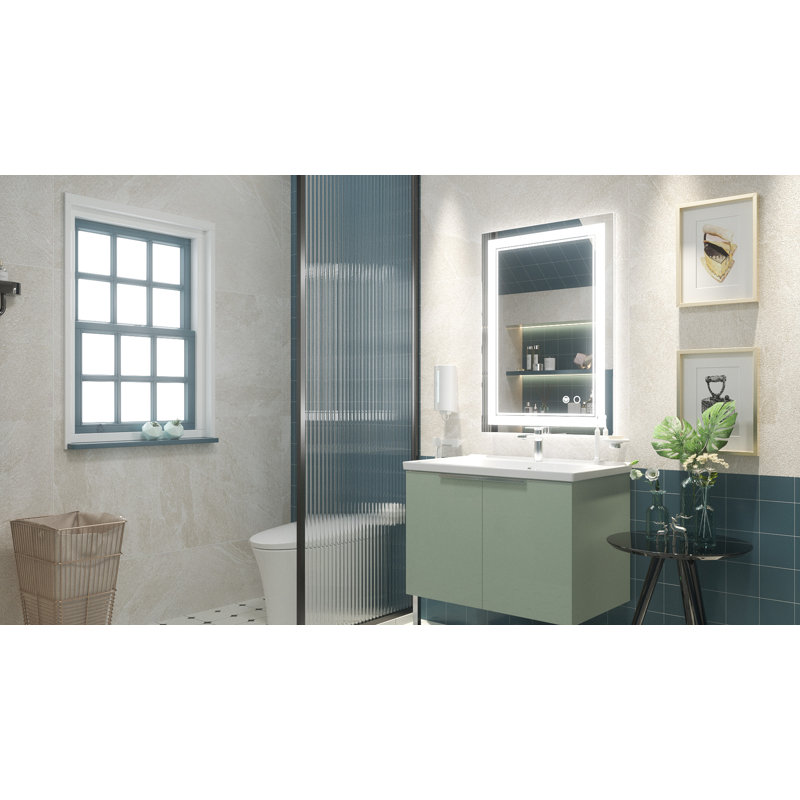 Rectangular Frameless LED Bathroom Mirror with Anti-Fog and Dimmable Lights