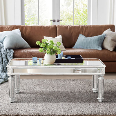 Table basse contemporaine à miroir rectangulaire avec des thèmes de sculpture rétro, convient à la maison et au bureau, convient à l'espace de travail du salon