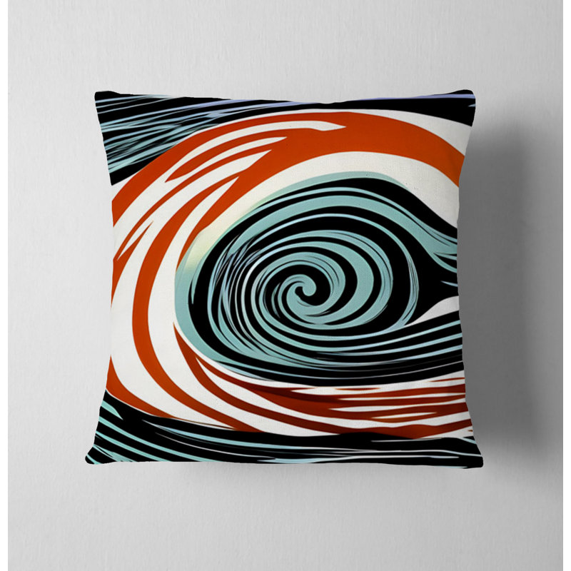 Throw Pillow With Insert, Blue/White/Orange Abstract 2, 18"H x 18"W