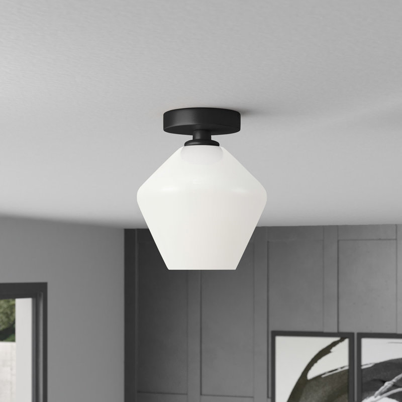Plafonnier encastré à 1 lumière 7,9 po Sullivan Street, Noir, Blanc, H 9,4 po x l 7,9 po x P 7,9 po