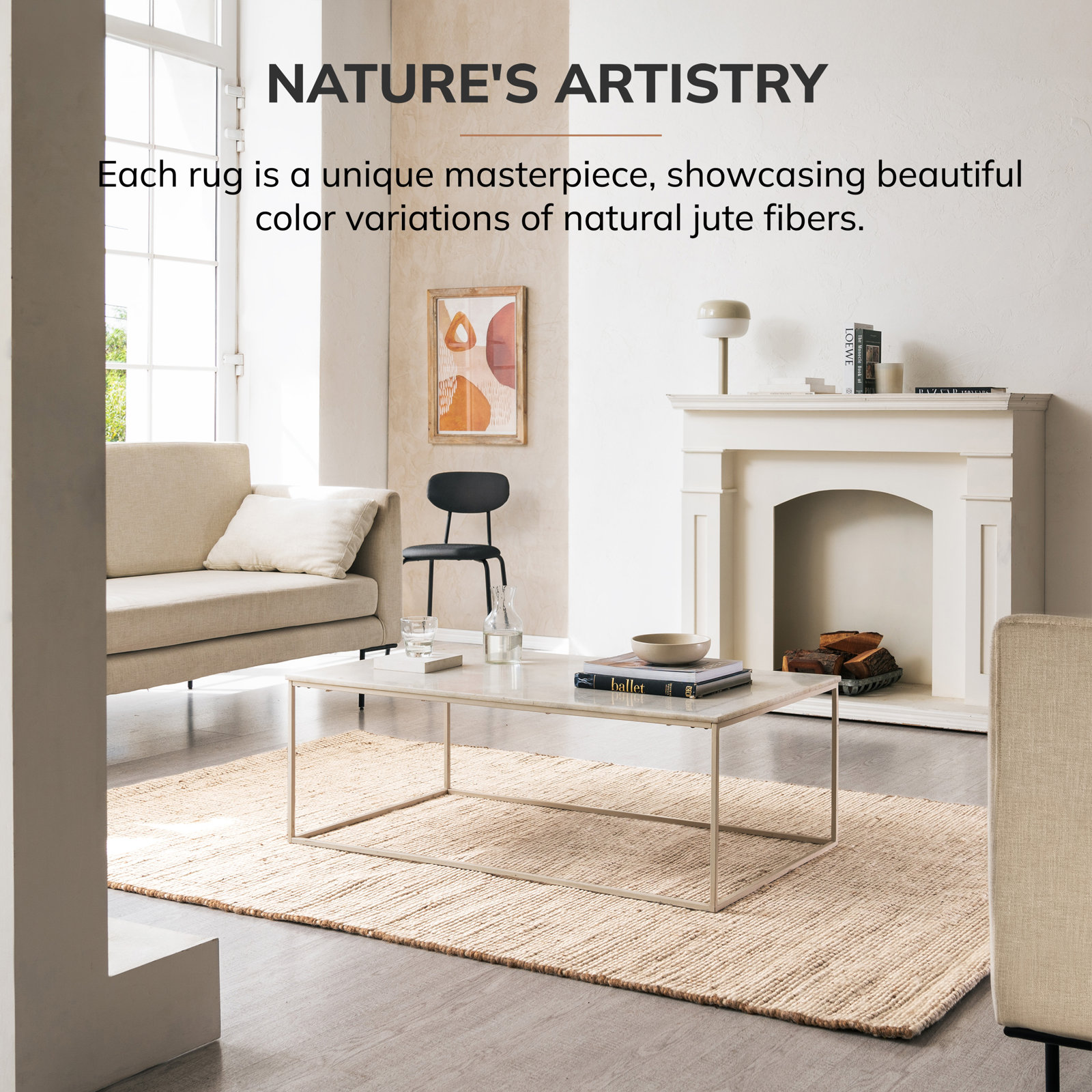 Kline Cream Hand-Loomed Abstract Jute Rug, Runner 2'6" x 8'