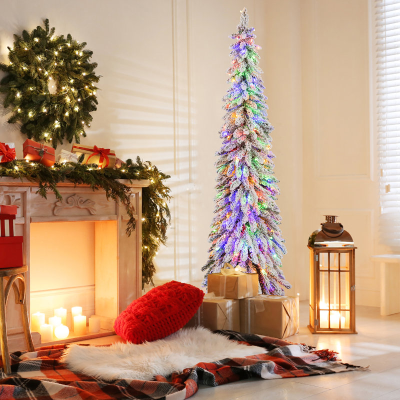 Arbre de Noël artificiel éclairé - support inclus, H 6 pi