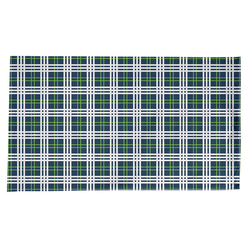 Nappe en mélange de coton à carreaux, Bleu marine collège / vert action / blanc