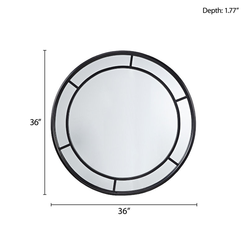 Katonah Round Black Iron Framed Wall Mirror