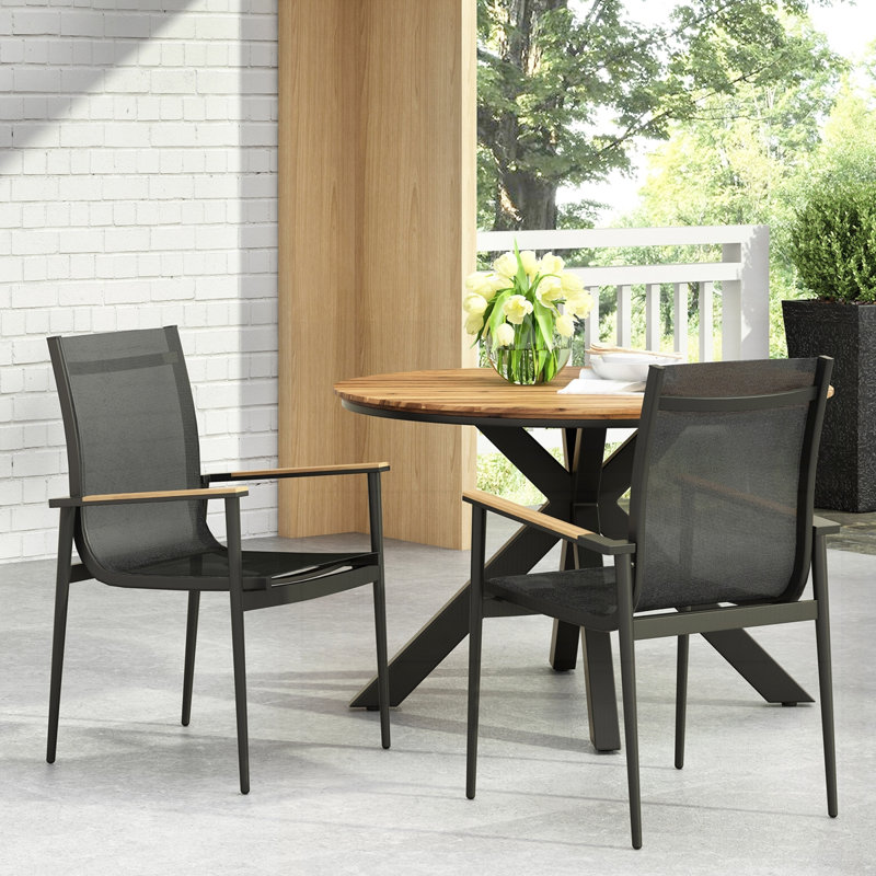 Ensemble de 2 chaises de jardin d'extérieur style campagne moderne