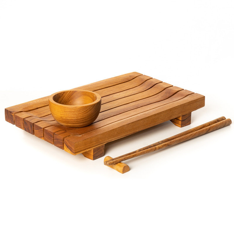 Ensemble de plateaux de service en bois de teck Torei