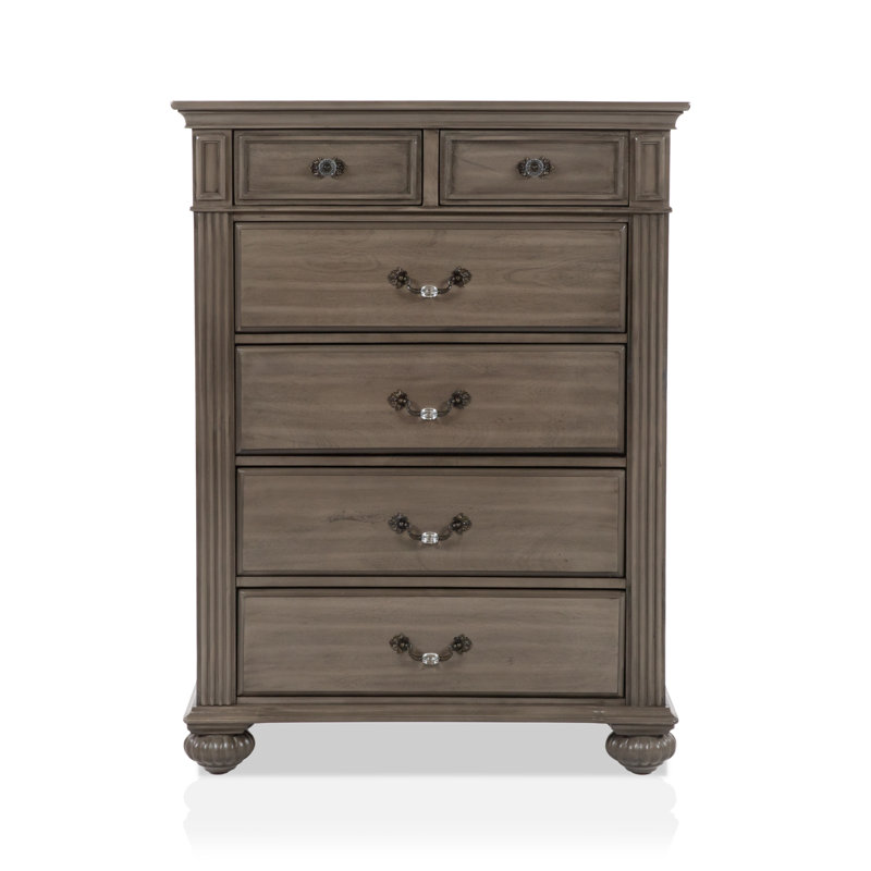Aime 38" W 6-Drawer Vertical Chest, Grey