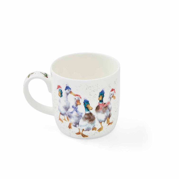 Wrendale Designs Tazza In Porcellana Fine Bone China - "Duck Love" Anatra Con Fiori, 0.3L, Microwavable E Lavabile In Lavastoviglie