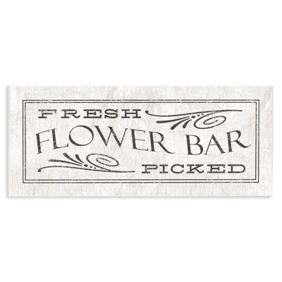 «Fresh Picked Flower Bar Sign», Boutique rétro surdimensionnée, encadrée giclée sur fond blanc, art texturé par Daphne Polselli