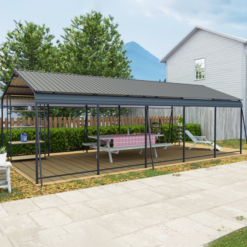 Heavy Duty Carport Canopy with Galvanized Steel Roof and Frame