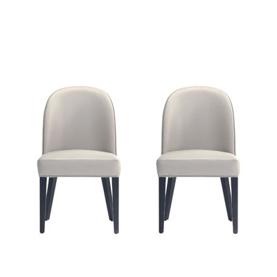 Hillman Modern Vegan Leather and Velvet Upholstered Beech Wood Dining Chair in Light Gray