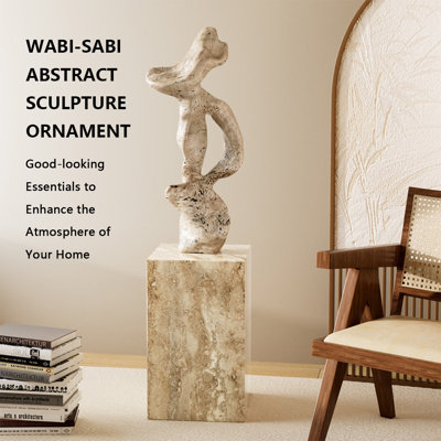 31.5"Ivory Wabi‑Sabi Style Fiberglass Art Abstract Sculpture
