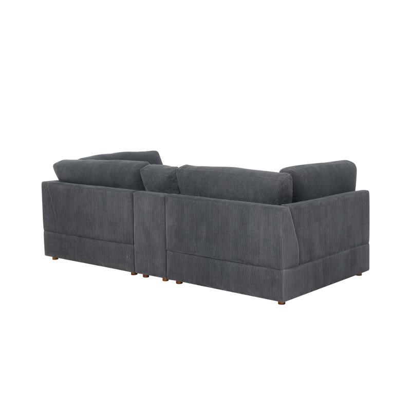 Astrakane Modular Corduroy Sectional, Dark Gray