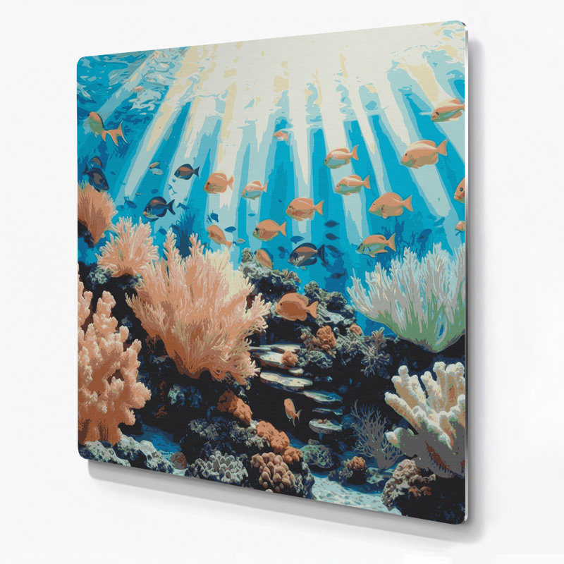 Hawaiian Coral Reefs, art mural gris en métal