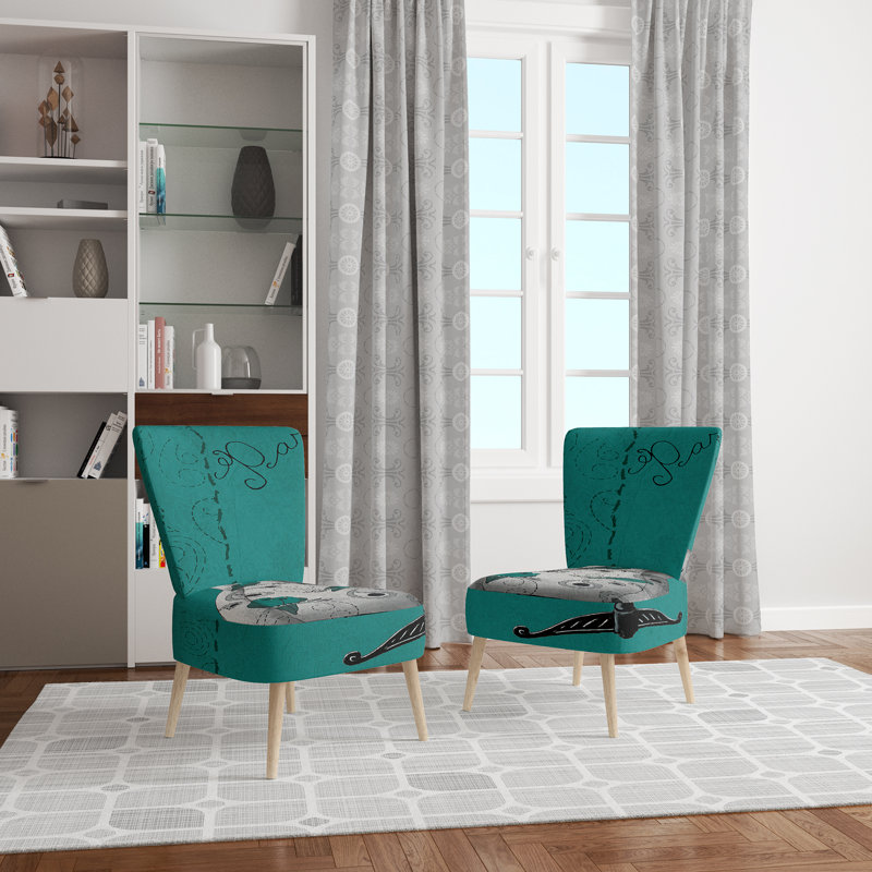 Upholstered Floral Side Chair - Modern floral Accent Chair, Ombre Gray Polyester Blend 3