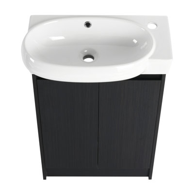 Meuble-lavabo autoportant avec lavabo, avec portes à fermeture en douceur pour un fonctionnement silencieux et une durabilité accrue