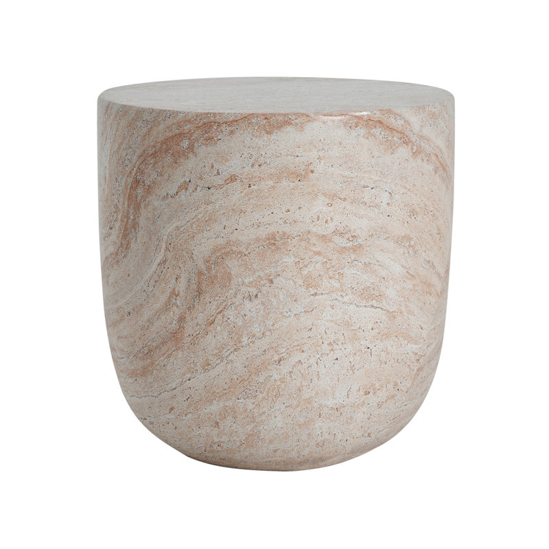 Outdoor/Indoor Lightweight Concrete Side Table,Travertine Finish