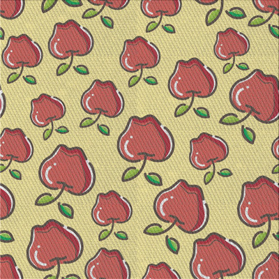 Tapis jaune/rose à motifs
