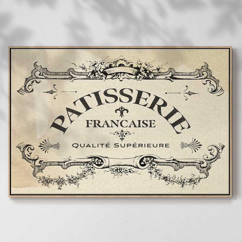 Antique French Label I, reproduction d'art sur toile, H 27 po x l 41 po x P 2 po, Naturel