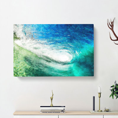 Within The Wave In Blue & Green - Wrapped Canvas