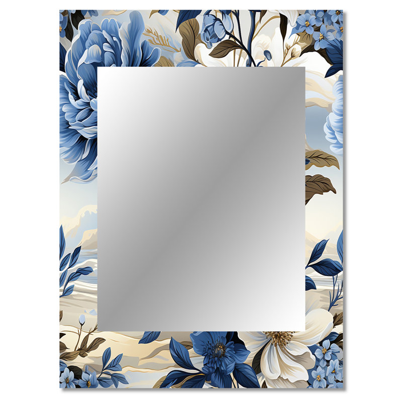 Authier Coastal Victorian Tranquility Victorian Pattern - Floral Mirror, Cottage Unique Wall Mirror, Printed Metal Art