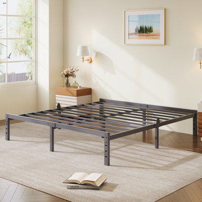 Heavy Duty 14 Inch Metal Bed Frame Bed Frame with Headboard & Footboard Brackets and Steel Slats No Box Spring Needed Anti-Slip Design