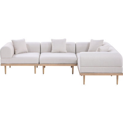 Madeleine 106.5" Resilient Water Resistant Olefin Fabric Upholstered 4Pc. Outdoor Patio Modular Sectional