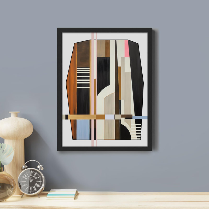 «Mid-Century Modern Geometric Polygons Abstract Shape Images Scenic Multicolor» sur papier, Noir, H 16 po x l 12 po