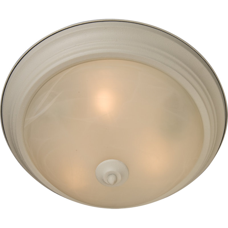 Atterbury Flush Mount, Marble/Textured White, 6" H x 14" W