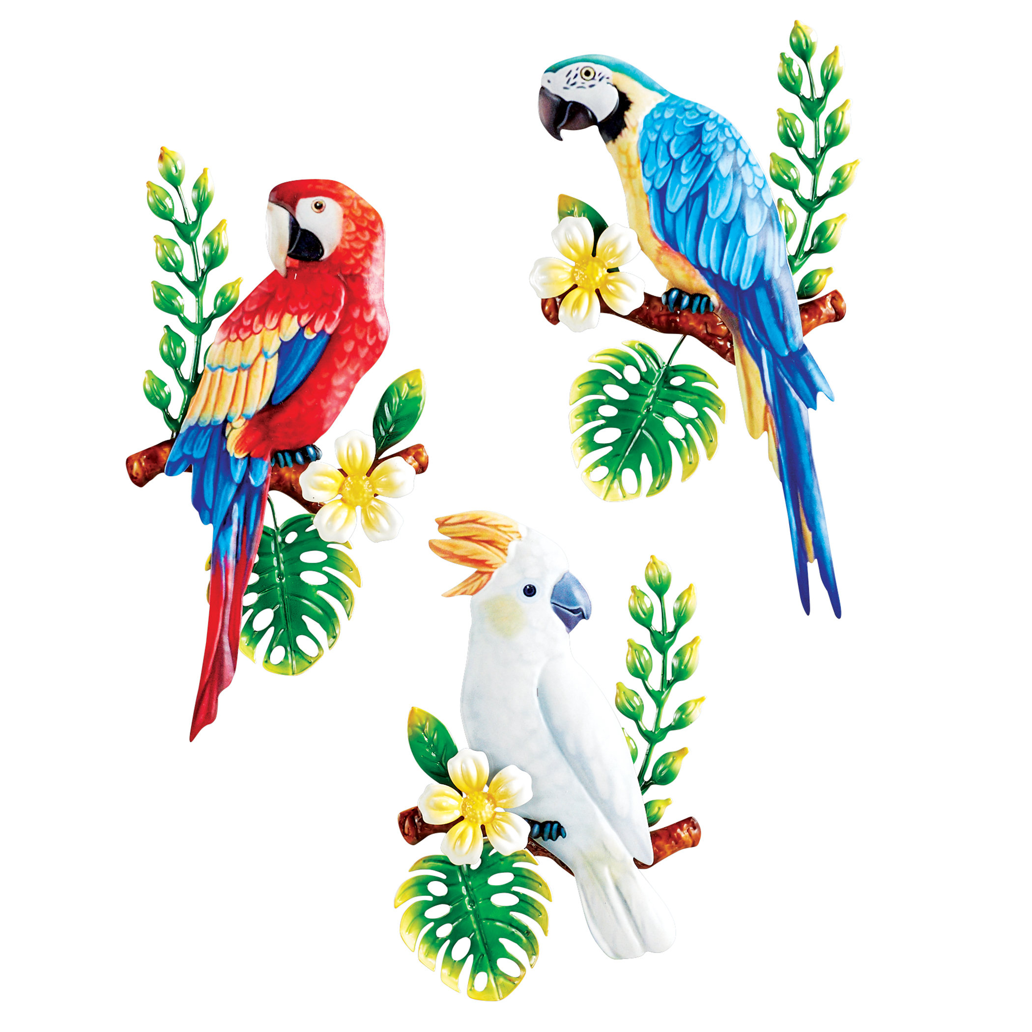 Bay Isle Home™ Metal Tropical Birds 3-Piece Outdoor Wall Art Set | Wayfair