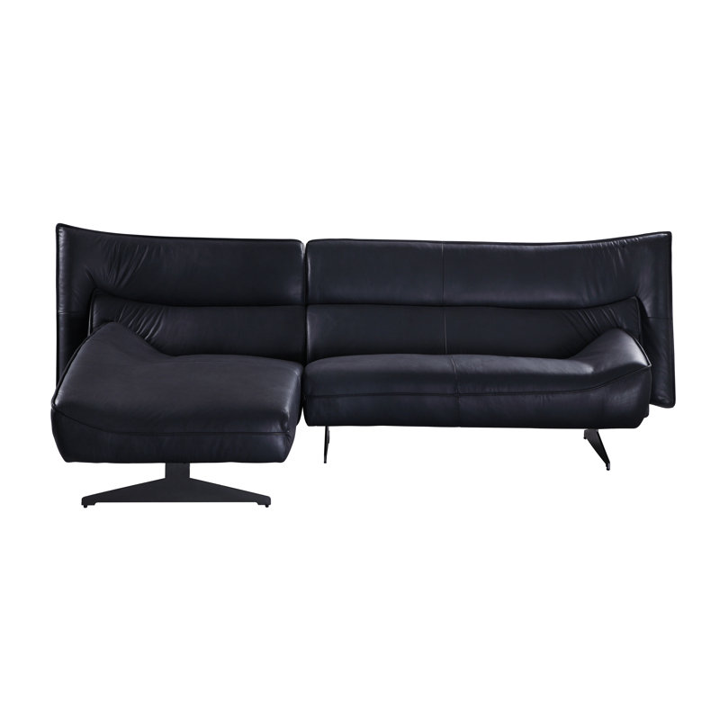 Crystin Dark Grey Armless Sectional Sofa With Metal Sled Base