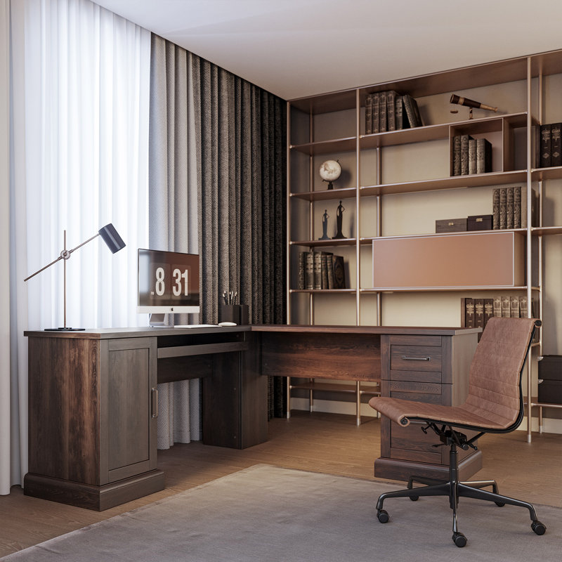 Elenamarie 66'' Desk, Dark Brown