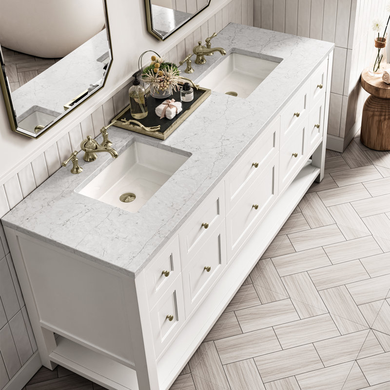 Breckenridge 72'' W Double Vanity, Bright White, Eternal Jasmine Pearl