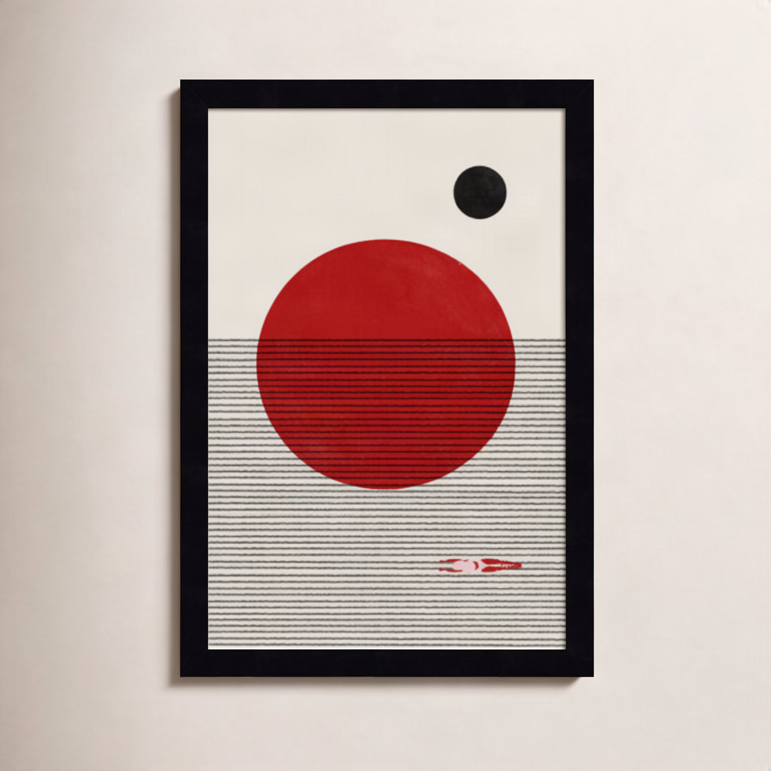 Swimming to You Print, Black, 17" H x 12" W x 1" D