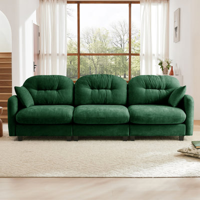 Canapé modulaire Threeseat, mousse de haute densité en tissu chenille doux, dossier ergonomique capitonné, accoudoirs élégants, base en bois de haute qualité, convient aux chambres à coucher, vert