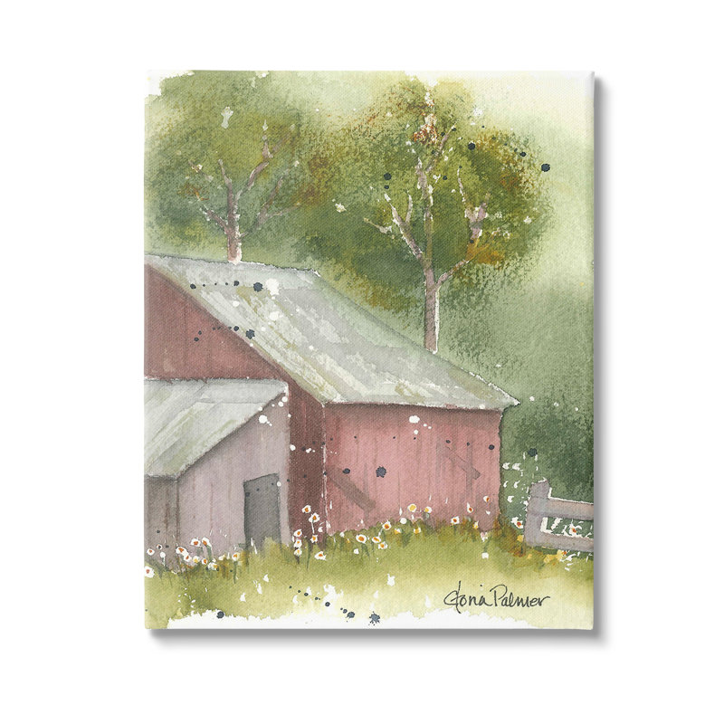 «Barn with Spring Spring Florals» par Gloria Palmer, H 20 po x l 16 po