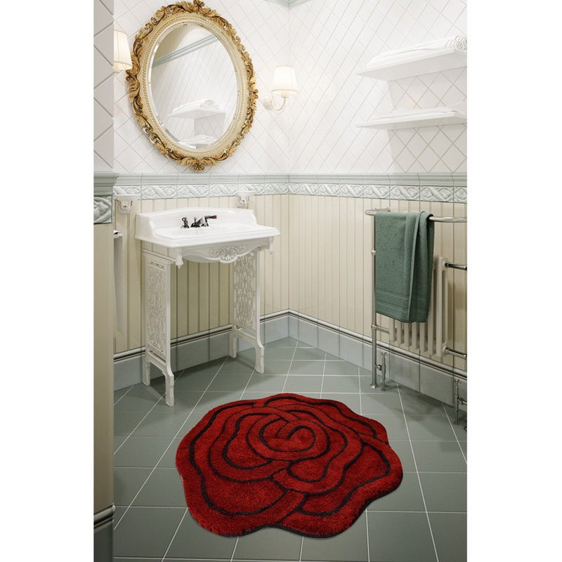 Tapis de bain en acrylique antidérapant de qualité supérieure, rouge, 35,4 po de diamètre | 100% acrylique, 1,45 lb / pied carré | Antibactérien, lavable à la machine à 86 ° F | Hauteur des poils doux: 0,7 à 1,2 po | Idéal pour la sécurité et le confort de la salle de bain
