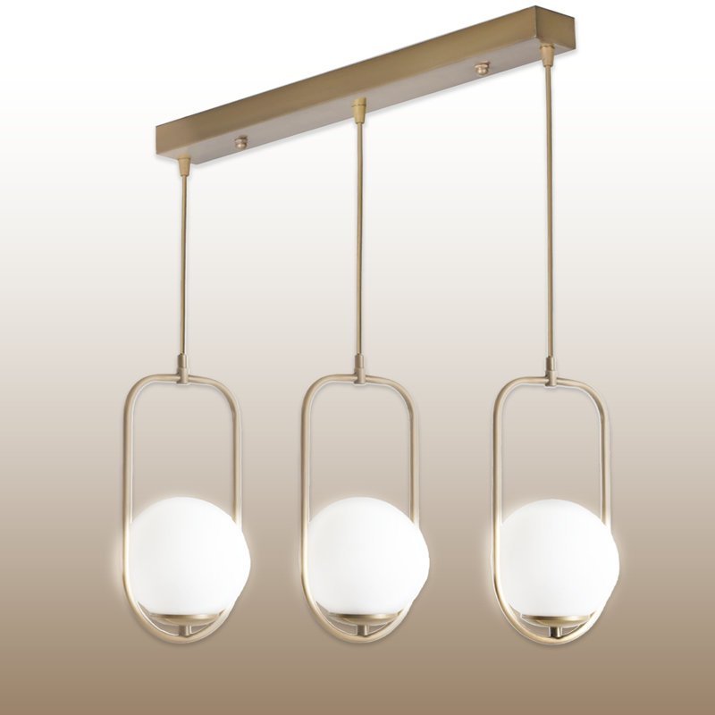 Luminaire suspendu pour îlot de cuisine 3 lumières à hauteur réglable, Blanc