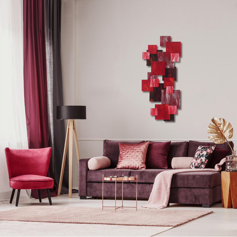 Sapphire TTS Glass And Metal Wall Sculpture, Ruby